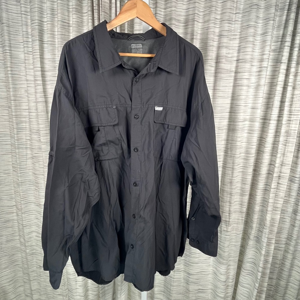 Columbia Titanium Omni-Shade Mens XL Black Ripstop Fishing Hiking Shirt TX7256